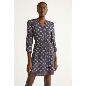 DR2 Women's Dress Long Sleeve Paisley Short Drawstring Size Large Multicolor